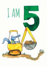 Happy 5th Birthday Digger Tractor Truck created by Half Pint Print