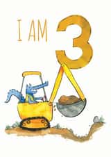 3rd Birthday Digger Tractor Truck Card created by Half Pint Print