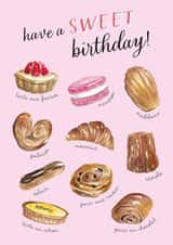 French cakes Birthday card created by Geraldine B Illustration