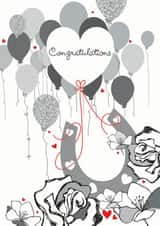 Congratulations on engagement/wedding day - illustrated fun card created by Nicky Luck