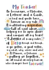 Heartfelt Poem Typography Thank You Card - My Teacher - An Encourager A Motivator A Listener And A Guide created by And You Can Quote Me