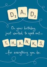 Retro Scrabble Dad birthday card created by NEEDL designs