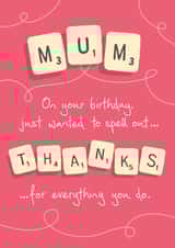 Retro Scrabble Mum birthday card created by NEEDL designs