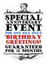 Birthday greetings card in vintage advertising style created by The Steam Donkey Gallery