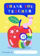 Thank You Teacher Worm Apple Rainbow Card created by Creative Joy