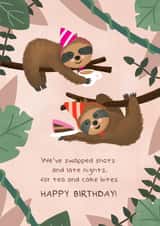 Cute Sloth Birthday Card created by Bev O'Connor || @oconnordesign