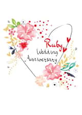 Ruby Wedding Anniversary Floral Love Heart Card created by SABIVO Design by Sabina