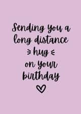 Sending you a long distance hug on your birthday greeting card created by Roxy Doodles
