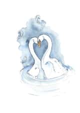 Love Heart Swans Greetings Card  created by River Swan of Avon 
