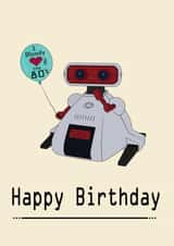 Robot 80's birthday card created by aob.designed