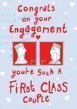 1st Class Couple - Punny engagement card created by Martyn Scribbler Illustration