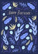 Blue tropical flowers birthday card created by Valeria Frustaci