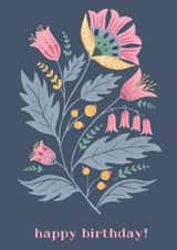 Folk Art Flowers Happy Birthday Card created by Callisto Design Co.