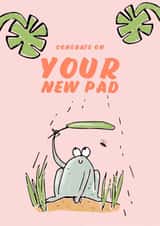 Cute Frog Pun New Home Card - Lily Pad - Congrats On Your New Pad created by Anna Kuvarzina