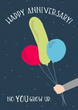 Cheeky Balloons Anniversary Card - Balloons - No You Grow Up created by Wink Design - Michelle Roberts