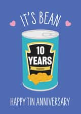 Cute Milestone Anniversary Card - 10th Milestone - Heinz Beans - It's Bean 10 Years Today created by Frankie Jackson
