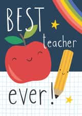 Best Teacher Ever Rainbow Card created by Fox and Bird Studio