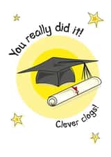 Funny Graduation Card for students - Hat and Scroll - Well done on passing exams created by Doodle Keg