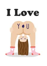 Rude Valentines Day Card / Anniversayr Card - Nude - Bum - I Love You created by Studio Boketto