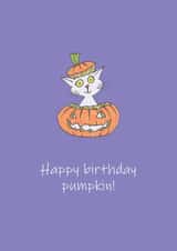 Happy Birthday Pumpkin - Halloween cat created by Simon Perrins