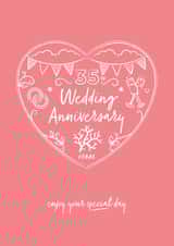 Pretty Coral Anniversary Card - 35 Years - 35th Wedding Anniversary Enjoy Your Special Day created by Sharon Armstrong Creative