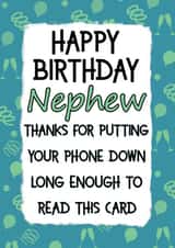Funny Mobile Birthday Card for Nephew created by Jolly Ginger Cards