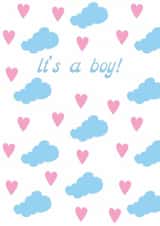 It's a boy! Clouds and Hearts New Baby Card created by Weird Is The Best