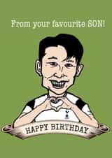 Son Heung-min Spurs Birthday Card created by Gibbo The Doodler