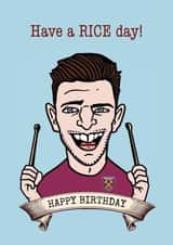 Declan Rice West Ham Birthday Card created by Gibbo The Doodler