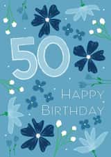 Happy 50th Birthday! Blue Everything!  created by Print A Goodie