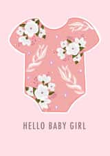 Hello Baby Girl Baby Grow created by Petals and Letters