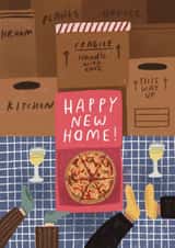 Cute Pizza Box New Home Card - Pizza - Takeaway - Happy New Home created by skeletondraw