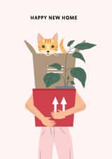 Cute Moving New Home Card - Cat In A Box - Happy New Home created by Libby Whiteside
