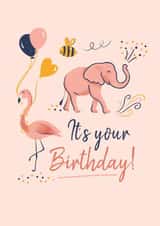Flamingo and Elephant Birthday created by Karin van der Vegt