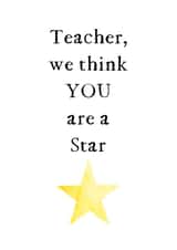 Teacher you are a star thank you card created by CJ Designs