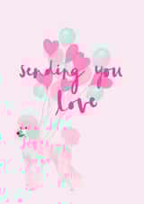 Sending You Love Pink Poodle Illustration Card created by Honey & Velvet Studio