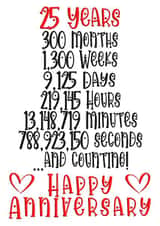 Cute Typography Anniversary Card - Silver Wedding Anniversary - 25 Years created by CardandFast