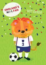 England Football Number 1 Fan Cute Lion created by JoLoGraphics