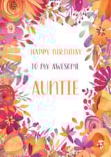 Pretty Birthday Card - For Auntie - Flowers created by Sarah Wainwright Design
