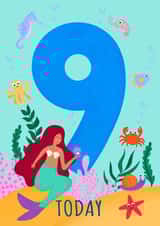 Cute Mermaid themed 9th Birthday Card created by Kamiya Chirodian