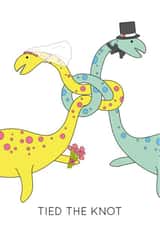 Tied the knot - dinosaur wedding card created by Dinosaurs Doing Stuff
