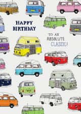 Classic campervan birthday design created by Pencilface