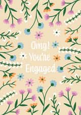 Pretty floral engagement card - Botonical congratulations card created by Kamiya Chirodian