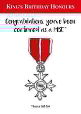 MBE* Award - *Massive Bell End, Birthday Card created by Gareth wood