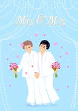 Mrs and Mrs - Illustrated Wedding card created by Yamaste Art