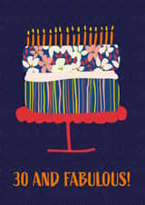 30th Birthday Card - Cake - Fabulous created by Sazerelli Designs