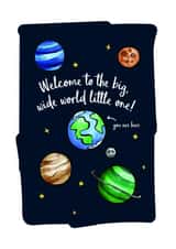 Welcome To The Big, Wide World Little One! Space Themed Card created by Curious Print Studio