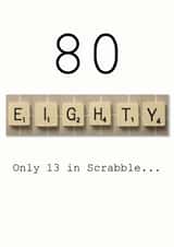 80th Scrabble birthday card created by Namephrame