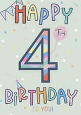 Happy 4th Birthday! Four Today - Fourth Birthday Card created by Scribble + Print Co