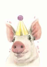 Cute Party Pig Birthday Card created by Robert James Hull